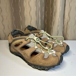 Merrell Chameleon Arc Web Women's 6 Tan Lime Backstrap Shoe Sandal Hiking Trail